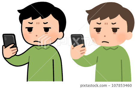 A man whose smartphone screen is hard to see 107853460