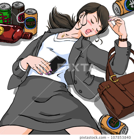 A drunk young woman in a suit 107853840