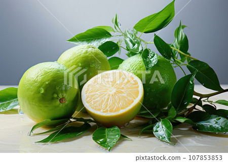 Fresh citrus fruit lime on the table 107853853