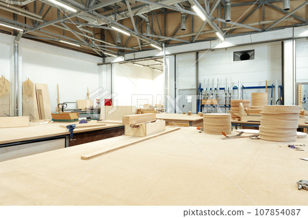 Interior of large workshop of contemporary furniture factory 107854087