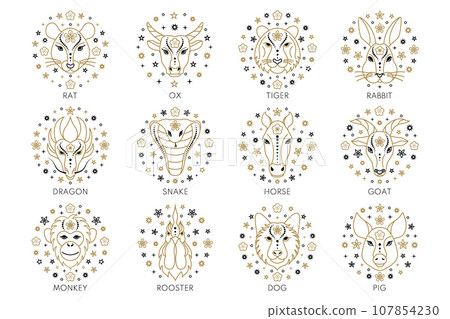 Collection of zodiac signs 107854230