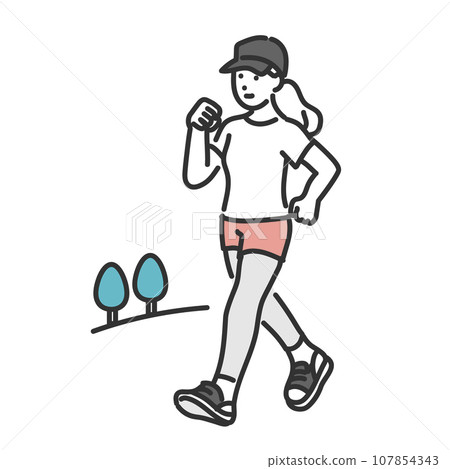 慢跑的女人形象插畫素材 107854343