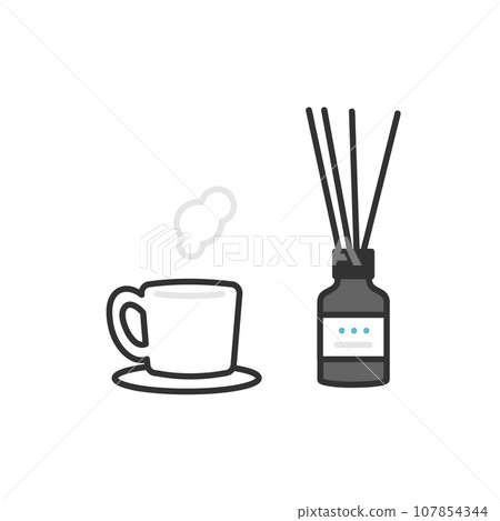 Aroma and tea cup image illustration material Aroma and tea cup image illustration material 107854344