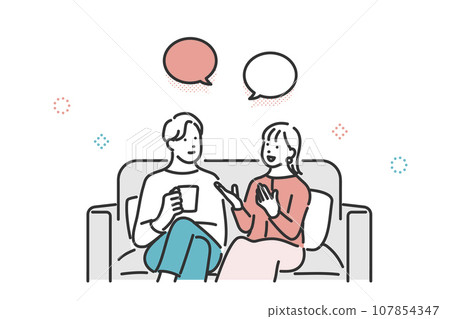 Image illustration material of a couple having a conversation 107854347