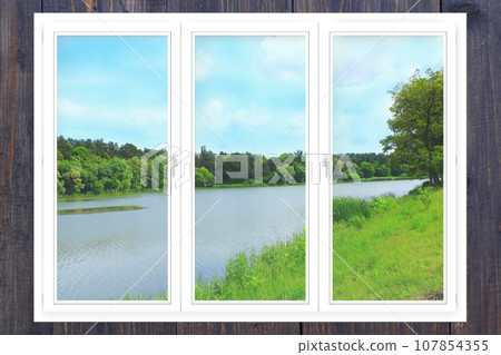 office panoramic windows with view to the river office panoramic windows with view to the river 107854355