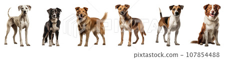 Dog standing vector set isolated on white Dog standing vector set isolated on white 107854488