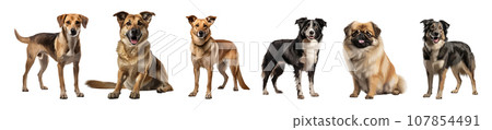 Dog standing vector set isolated on white Dog standing vector set isolated on white 107854491