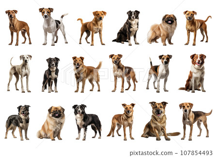 Dog standing vector set isolated on white 107854493