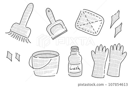 Loose simple cleaning tool set monochrome 107854613