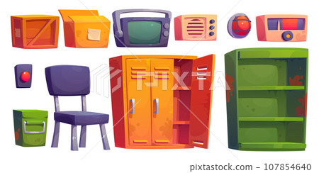 Secret underground bunker room cartoon interior Secret underground bunker room cartoon interior 107854640