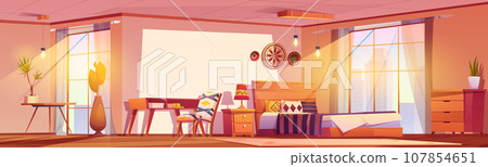 Bedroom interior in boho style 107854651