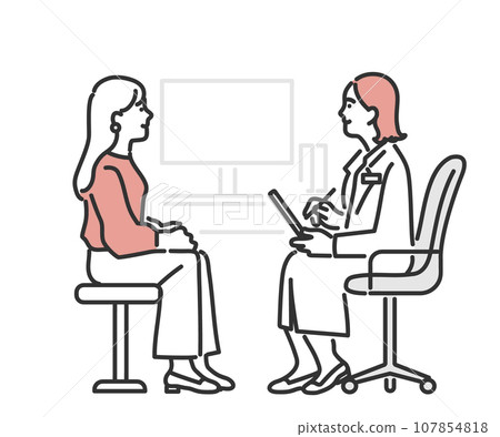 接受醫生檢查的女性形象插畫素材 接受醫生檢查的女性形象插畫素材 107854818