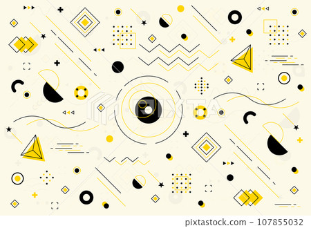 Minimal graphic design cover template with geometric shapes and lines. Colorful geometric background. Vector illustration 107855032