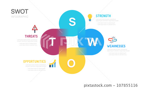 Swot analysis Infographic template diagram. chart and icons with 4 steps Vector illustration. Swot analysis Infographic template diagram. chart and icons with 4 steps Vector illustration. 107855116