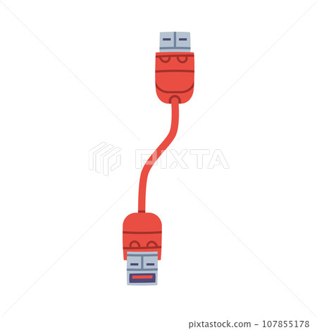 Red Charger Usb Cable for Battery Accumulator Vector Illustration 107855178