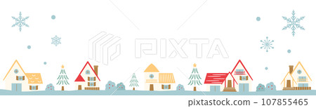 Snowy winter cityscape with copy space for stylish Christmas or holiday season_vector frame background 107855465
