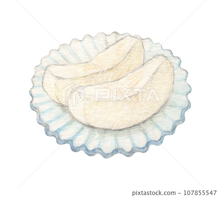 玻璃板上兩片梨子的水彩鉛筆插圖 玻璃板上兩片梨子的水彩鉛筆插圖 107855547
