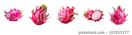 Dragon fruit isolated on white vector set Dragon fruit isolated on white vector set 107855577