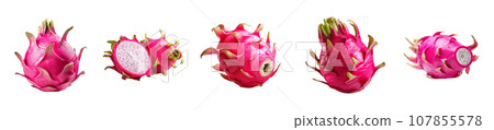 Dragon fruit isolated on white vector set Dragon fruit isolated on white vector set 107855578