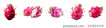 Dragon fruit isolated on white vector set 107855579