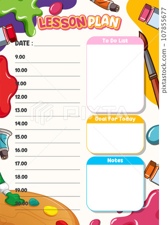 Colorful Art Theme Daily Lesson Plan Template 107855677