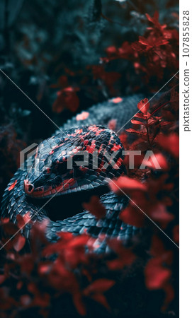 Snake with red and black scales Snake with red and black scales 107855828