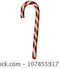 Cute Christmas caramel candy cane lollipop.Red 107855917