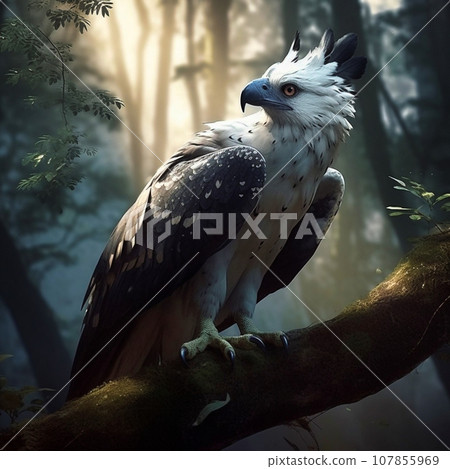 eagle sitting on a branch, close-up 107855969
