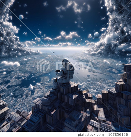 A Astronaut The office was filled with clouds read 107856136