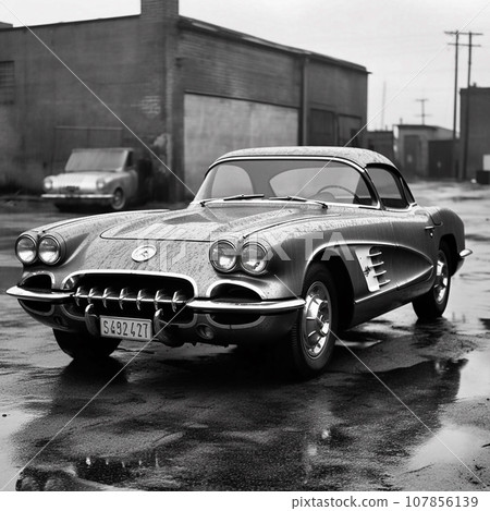 vintage car 1963 on the night streets vintage car 1963 on the night streets 107856139