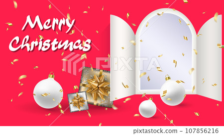 Christmas advent door opening on red Christmas advent door opening on red 107856216