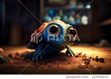 a small fictional cartoon animal with big eyes a small fictional cartoon animal with big eyes 107856225