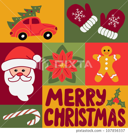 Christmas bold graphic minimalistic composition. Winter holiday hand drawn elements for celebration in flat minimalistic style. Good for social media, graphic poster, card, background, print, pattern Christmas bold graphic minimalistic composition. Winter holiday hand drawn elements for celebration in flat minimalistic style. Good for social media, graphic poster, card, background, print, pattern 107856337
