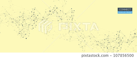 Abstract connect dots and lines on yellow background. Science and technology vector illustration 107856500