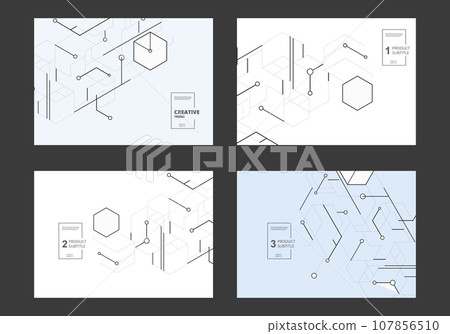 Brochure with hexagons abstract pattern and lines and dots. Annual report, flyer template, web presentation template, cover book or magazine Brochure with hexagons abstract pattern and lines and dots. Annual report, flyer template, web presentation template, cover book or magazine 107856510