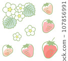 Cute strawberry and flower illustration set 107856991