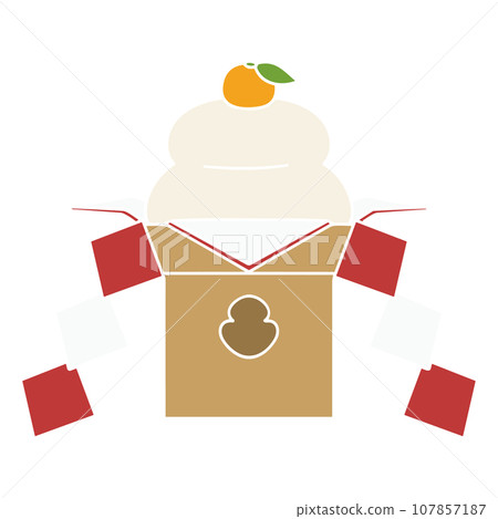 Kagami-mochi 插圖，新年裝飾材料，向量 107857187