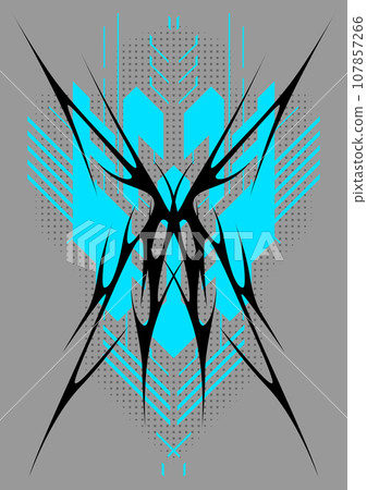 Cyber sigilism poster. Neo tribal gothic style shape. Cyber sigilism poster. Neo tribal gothic style shape. 107857266