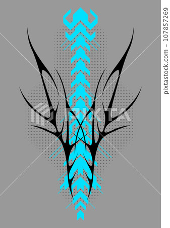 Cyber sigilism poster. Neo tribal gothic style shape. 107857269