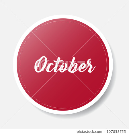 October red round sticker on white background,... - Stock Illustration ...