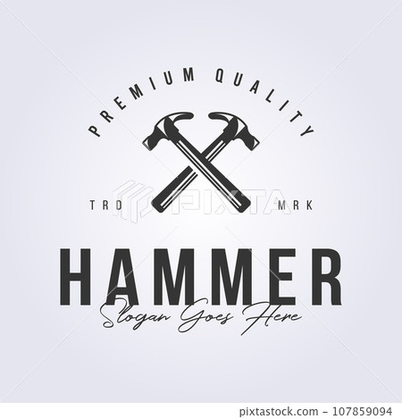 workshop of carpenter logo, crossing hammer icon symbol vector illustration design workshop of carpenter logo, crossing hammer icon symbol vector illustration design 107859094