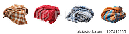 Folded blanket vector set isolated on white Folded blanket vector set isolated on white 107859335