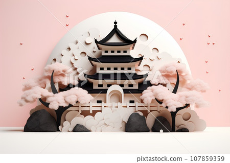 日本城堡(3D)天守閣/泉水 日本城堡(3D)天守閣/泉水 107859359