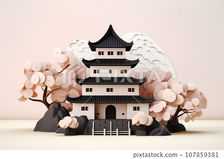 日本城堡(3D)天守閣/泉水 日本城堡(3D)天守閣/泉水 107859381