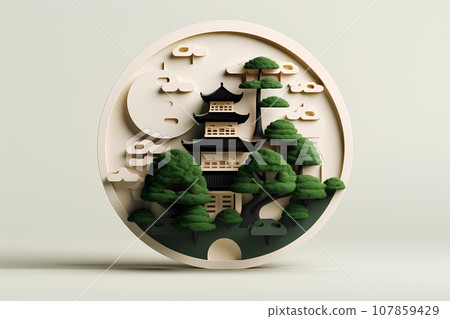 日本城堡(3D)天守閣/綠樹 日本城堡(3D)天守閣/綠樹 107859429