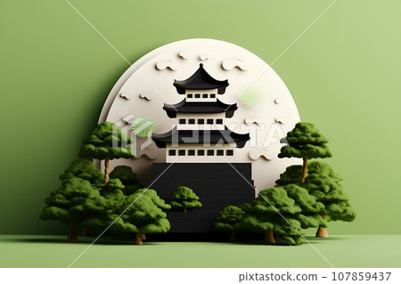 日本城堡(3D)天守閣/綠樹 日本城堡(3D)天守閣/綠樹 107859437