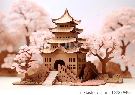 日本城堡 (3D) 天守閣/軟木塞 107859492