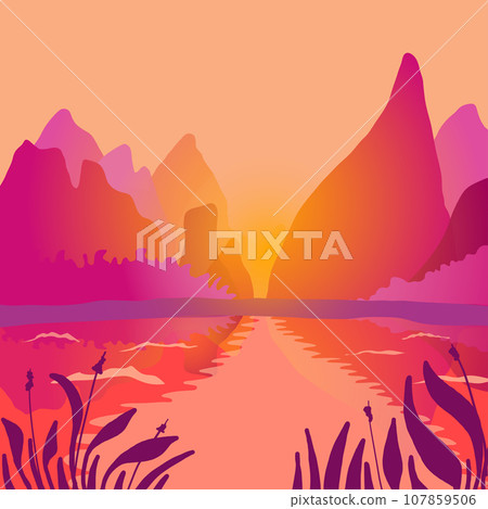 Pink Landscape with Yellow Light Pink Landscape with Yellow Light 107859506