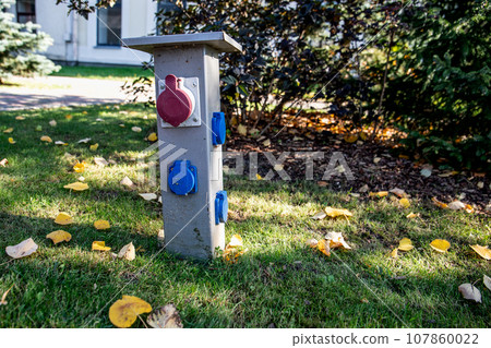 Garden electrical outlet. Park and outdoor space Garden electrical outlet. Park and outdoor space 107860022
