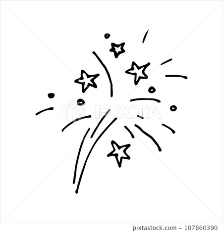 vector illustration in doodle style. festive fireworks, fireworks. new year, christmas, independence day. explosions and stars 107860390